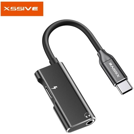 COFI Adapter Audio Konverter Typ-C auf Minijack 3.5mm + Typ-C Adapter Anschluss Converter schwarz (1/2)