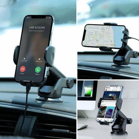 Accezz ﻿Handyhalterung Auto für das Samsung Galaxy S23 Ultra – Kabelloses  Ladegerät – Armaturenbrett und Windschutzscheibe – Schwarz