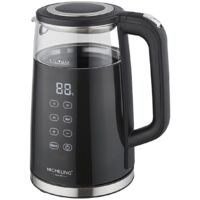 Michelino Digitaler Wasserkocher automatische Abschaltung 1,7 Liter 2200 Watt Schwarz