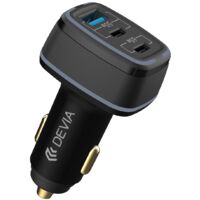 Devia Autoladegerät 115W Schnellladegerät 2x USB-C 1x USB schwarz