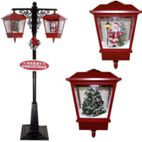 190cm Doppel-LED Laterne - Schwarz/Rote Laterne Indoor und Outdoor geeignet