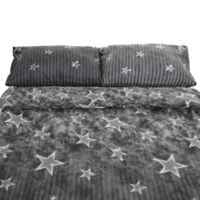 Fleece Bettwäsche mit Sternenmuster in Grau Kuschelig und Weich aus Polyester 240x220 cm