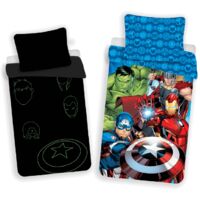 Marvel Avengers Bettbezug 140x200 cm & Kissenbezug 70x90 cm – Bettwäsche-Set mit Leuchteffekt