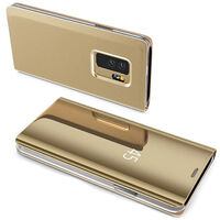 cofi1453® Smart View Spiegel Mirror Smart Cover Schale Etui kompatibel mit Schutzhülle Tasche Case Schutz Clear iPhone X Gold