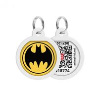 Pet ID Tag für Hund Katze mit QR Passport Global Suchsystem von verlorenen Haustieren Digital ID Hund Tag Superheroes Logomania