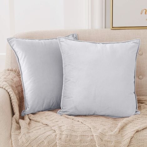 Deconovo Pillow Covers 18x18 Set of 4, Faux Linen Look Throw Pillow Cover  with Invisible Zipper for Chairs(18 x 18 Inch, Silver Grey, No Pillow