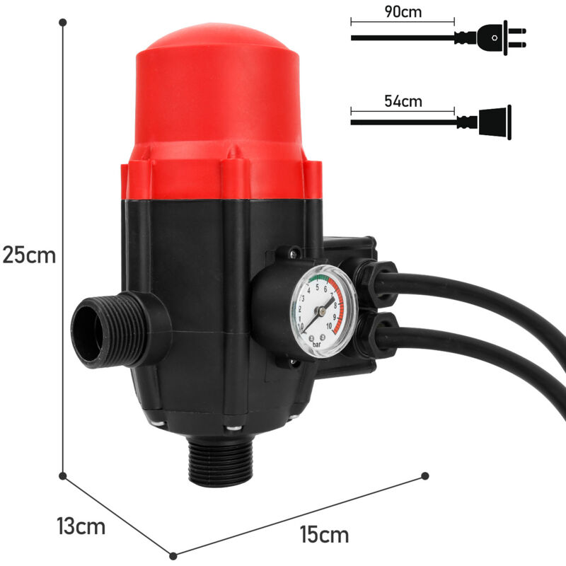 WilTec Druckschalter EPC-1.1 – Pumpensteuerung 230V Für Hauswasserwerk Bis 1,1 KW