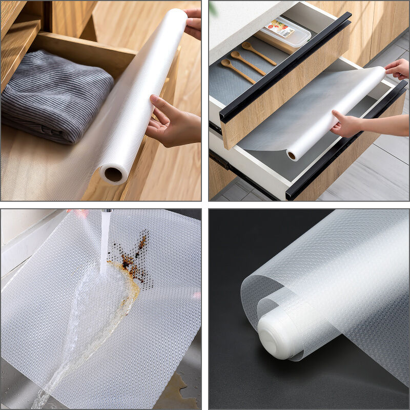 Awnic Schubladenmatte Rutschfest – 3 Rollen à 30x150 Cm, Dunkelgrau, Aus EVA, Zuschneidbar