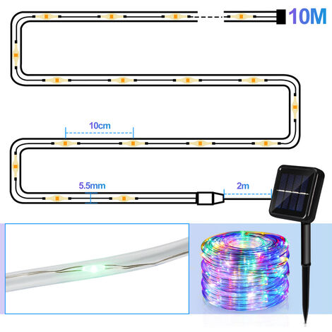 Solar Lichtschlauch Draht Garten Lichterkette LED LichterschlauchBunt10m