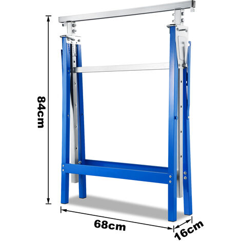 SWANEW Lot de 4 Tréteaux télescopiques max. 200 kg, tréteaux pliables, Hauteur réglable 80-130cm, Bleu, Chevalet Échafaudage