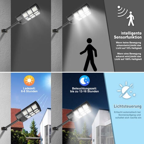 SWANEW 300W Solar LED Straßenlaternen Wasserdichte Solarlampen mit Fernbedienung & Motion Sensor Sicherheitsleuchte für Außenwand Garten Veranda