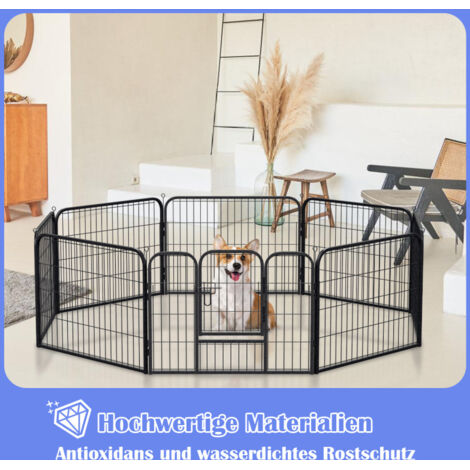 Fxw Homeplus Welpenlaufstall 80 Cm Hoch – 8-teiliger, Erweiterbarer Hundelaufstall Für Innen, Sicher & Robust, Farbe Schwarz