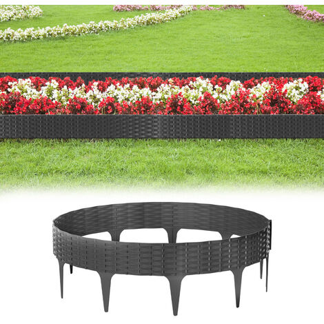 10-50 PCS RASENKANTE Beeteinfassung Beetumrandung Rattan-Optik Palisade Braun DE EUR 27,69