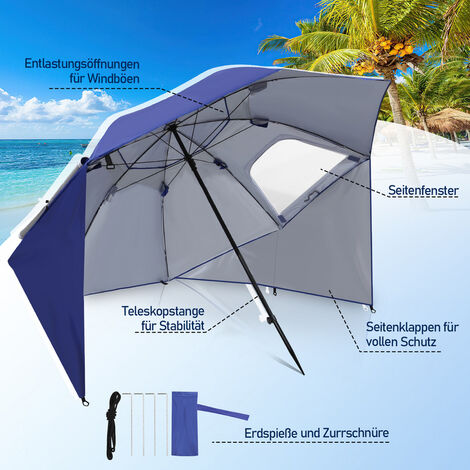2,2 M Strandschirm UPF50 + Sonnenschutz Tragbarer Sonnenschirm  Terrassenschirm - Costway