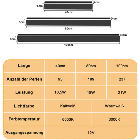 LED Wandleuchte Ultraslim Flurlampe Innen Wandlampe Empfangsbereichen Außen 40cm 10.5W Kaltweiß