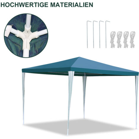 Partyzelt 5x10 M Weiß-blau – Wasserdichte PVC-Plane 560 G/m², Mit Stahlrohr-Konstruktion, Für Garten & Events