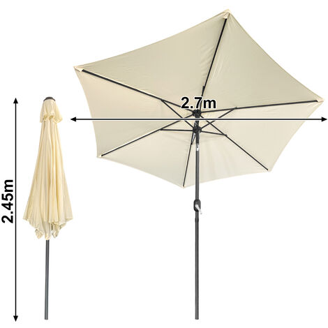 Sonnenschirm 270 cm Beige mit Kurbel & Ständer UVSchutz
