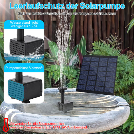 SWANEW Solar Teichpumpe 1.5W Solarpumpe Gartenteich Pumpenset 200l/h