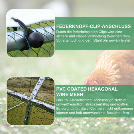 Freilaufgehege 3x1x1m Metall Hühnerstall - Wetterfester Hühnerauslauf Mit Dach