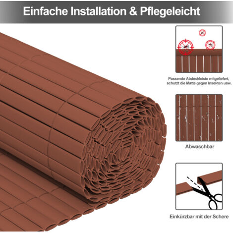 Sichtschutzmatte Wasserdicht UV-bestndig PVC Sichtschutzmatte Fr Balkon,  Garten & Terrasse  Lrmschutz, UV-bestndig, Wasserfest In Grn, Grau,  Bambus, Braun Balkon Sichtschutz Garten