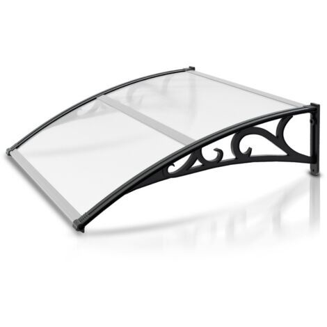 Oshion Vordach 300x100 Cm - Transparentes Polycarbonat-Dach Für Haustür, Witterungsbeständig, Mit Aluminium-Gestell