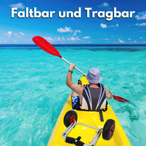 Daromigo Kajakwagen, opvouwbare kanowagen, aluminium transportwagen, SUP, boottrailer, boottrailer, surfwagen voor kano, surfboard, vouwboot, tot 80 kg, aanhanger voor boten