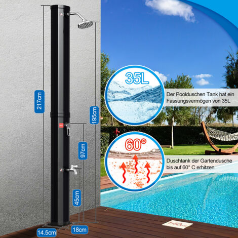 SWANEW Solardusche Dusche mit Fußdusche Aussendusche Gartendusche Pool