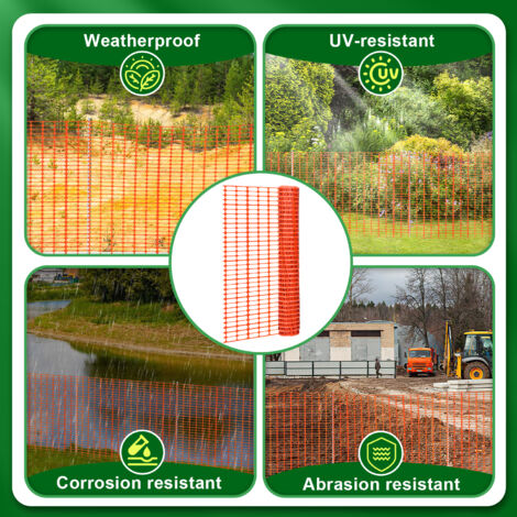 Absperrzaun 1x50m, orange Bauzaun, Gartenzaun Warnzaun Zaun