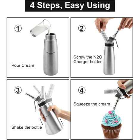 Sivaphe Sahne-Spender 500ml - Professioneller Schlagsahne Siphon Mit 3 Düsen