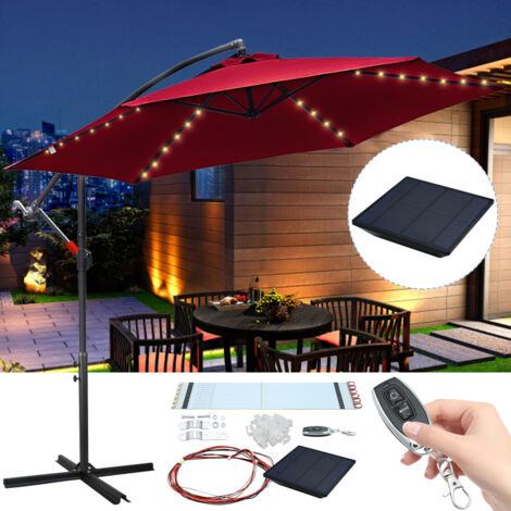 Blissun Terrassenschirm 3,4 M Mit 28 Solar-LEDs – Neigbar, Kurbelbedient & Wetterfest