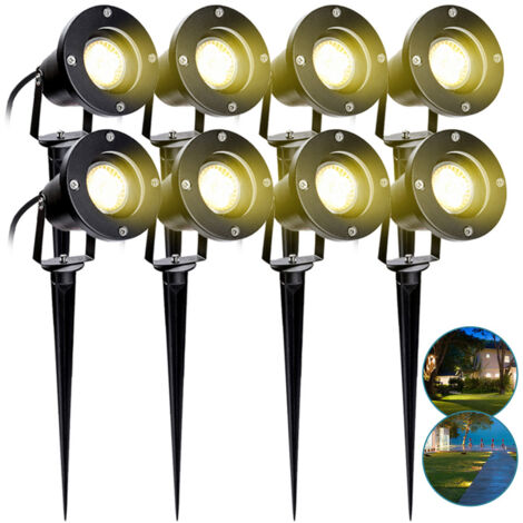 8X Gartenstrahler 4W LED Gartenleuchte mit Erdspieß Rasen Licht