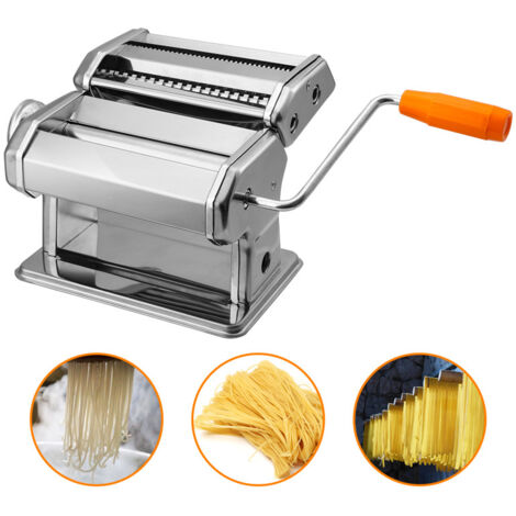 YUENFONG Nudelmaschine Edelstahl - Manuelle Pastamaschine Mit 8 Dickenstufen