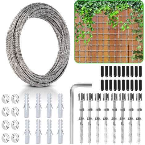 SWANEW 12M Rankhilfe Edelstahl Drahtseil Nature Rankseilsystem für