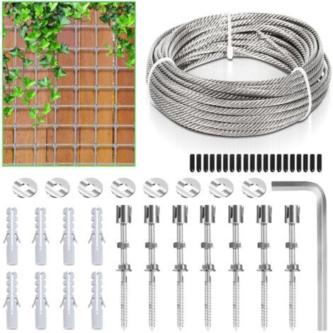 SWANEW 12M Rankhilfe Edelstahl Drahtseil Nature Rankseilsystem für