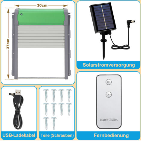 Richday Automatische Hühnerklappe Mit Solar – TUYA-App, Lichtsensor, Timer, Anti-Einklemm-Schutz, WLAN 2,4 GHz