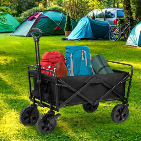 Strandmatte Mit Rückenlehne VidaXL Strandwagen – Klappbarer Transportwagen Als Strandstuhl, Bollerwagen Mit 80kg Belastung Transportwagen Klappbar