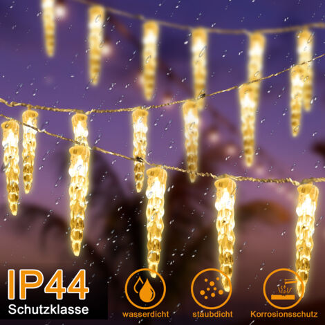 VA-Cerulean Eiszapfen Lichterkette – 5m, 200 LEDs, 8 Modi, IP44 Wasserdicht, Warmweiß