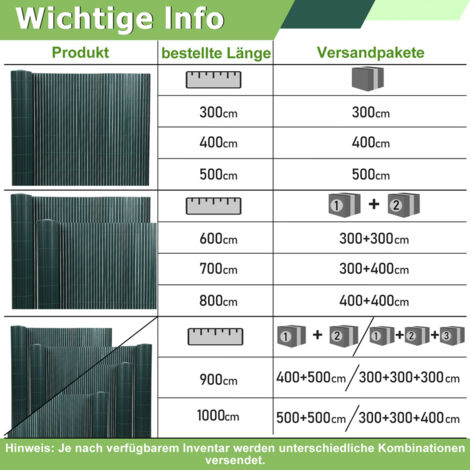 SWANEW PVC Sichtschutzmatte PVC Sichtschutzzaun Windschutz fur Garten