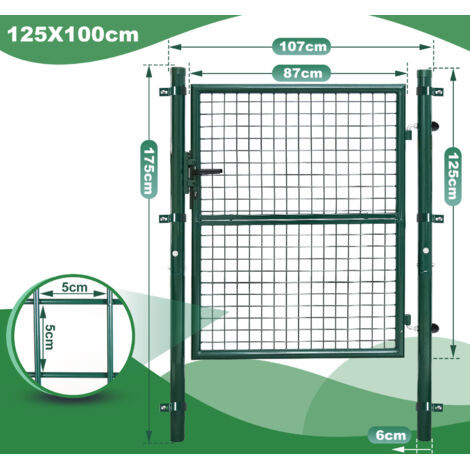 Homgoday Gartentor Aus Metall - Doppelflügeltor 289x100cm Mit 3 Schlüsseln