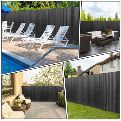 HENGMEI PVC Sichtschutzmatte 300x90cm Anthrazit - Balkon & Garten Sichtschutz Zaun