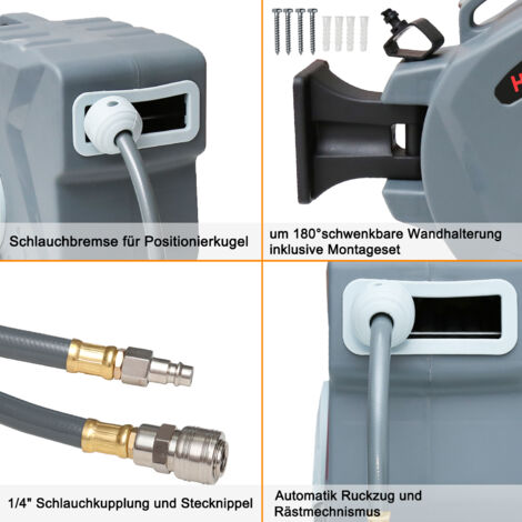 Schlauchaufroller Schlauchtrommel 20 m automatisch 18 bar Wand