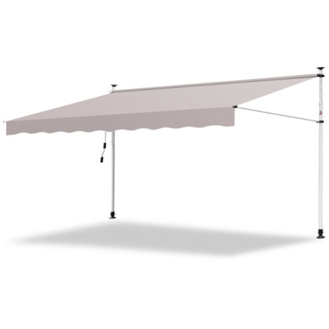 HOMASIS Markise Mit Handkurbel 4x2,5m Grau | Einziehbare Gelenkarmmarkise Für Balkon & Terrasse