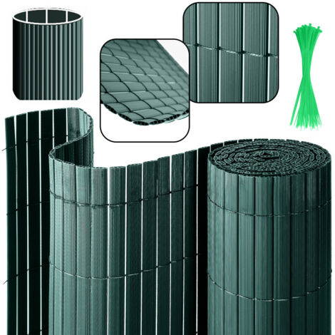 PVC Sichtschutzmatte 300x90cm Anthrazit - Balkon & Garten Sichtschutz Windschutz