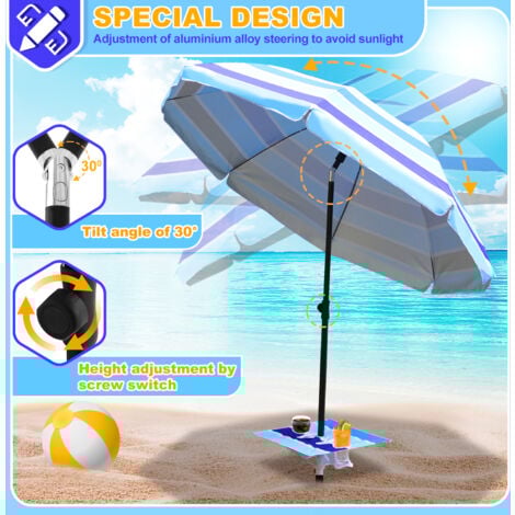 SWANEW Strandschirm Sonnenschirm 210 cm mit Tasche Strandschirm