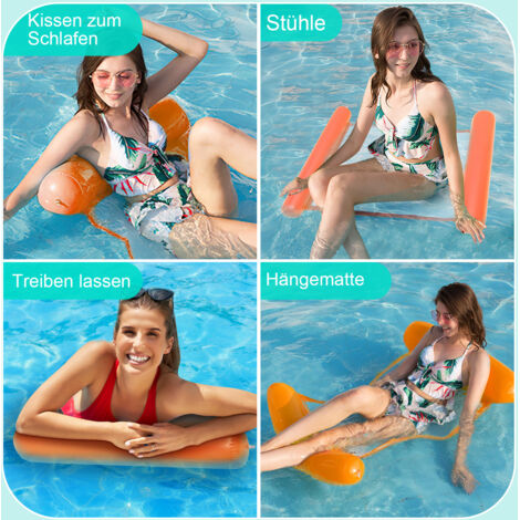 Aufblasbares Schwimmbett 4-in-1 - Wasserhängematte & Loungesessel Für Pool, Strand & See