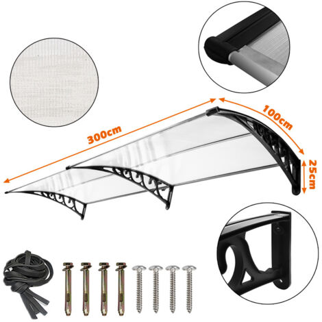 Unsichtbare Türüberdachung 40x50 Cm - Transparentes Polycarbonat Vordach Für Haustür