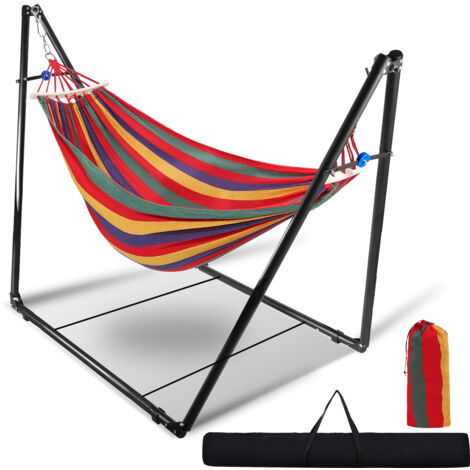 SWANEW Hängematte mit Gestell 150x 70cm Hängesessel Outdoor Ständer