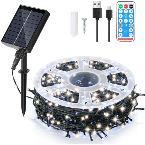 2x Solar-Lichterketten Mit Je 100 LED – 200 Warmweiße LEDs, IP65, Ideal Für Garten, Party Und Dekoration
