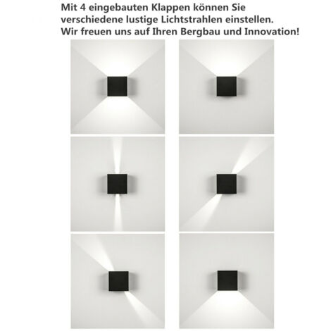 SWANEW Applique murale LED Salle de bain Up down Light Applique murale Moderne Extérieur IP65 Lampe de couloir 7W Noir Blanc Froid
