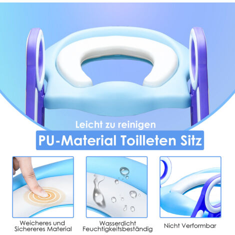 Réducteur WC Avec Escalier Ajustable - Siège Pot Enfant En Forme De Grenouille, Bleu Ou Rose - Pour Filles Et Garçons De 1 à 8 Ans, Support 50 Kg